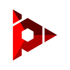 Initial letter P logo template with modern geometric 3d prism illustration in flat design monogram symbol