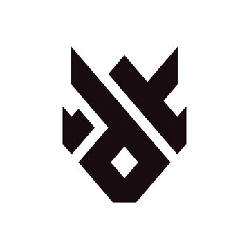 Initial letter dt logo template with sporty geometric dragon head line art illustration in flat design monogram symbol