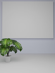 3d illustration white frame on white wall