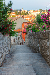 Staircase leading to Saint Euphemia church in Rovinj, Croatia