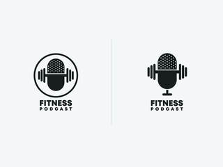 A professional modern fitness podcast logo design