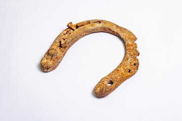 Cast iron metal horseshoes isolated on white background