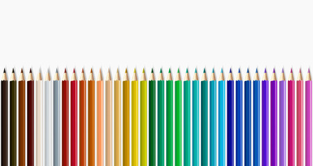  Realistic colorful pencils isolated on white background.