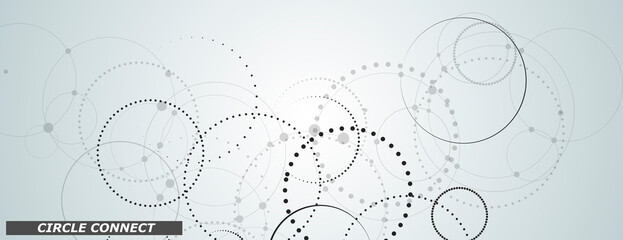 Connect dotted circle in abstract style. Graphic design template. Abstract geometric background. Graphic pattern. Dots texture. Future technology
