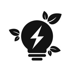 Eco energy concept, flat design logo with light bulb