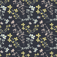 Seamless floral pattern.Colorful and cute flowers. Vector illustration.