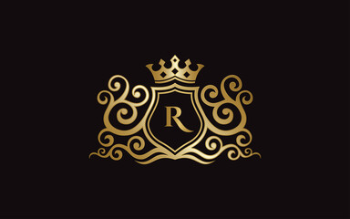 Illustration vector graphic of R letter with shield icon logo template design