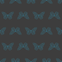 Seamless pattern with butterflies. Gray background with geometric animal. Print for fabric. Vector illustration.	
