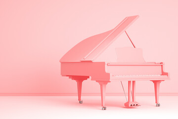 Pink grand piano in pink room - 414892873
