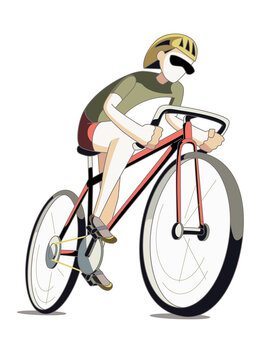 Cyclist isolated on a white  background - vector illustration