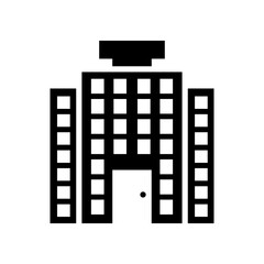 Residential flat building vector solid icon style illustration. EPS 10 