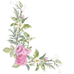 Fototapeta premium ink rose, peony and jasmine
