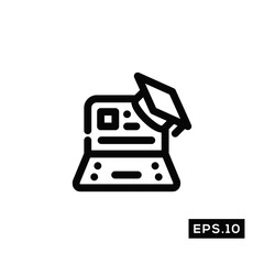 Obraz premium Online School Line Icon Vector. Education Symbol Vector