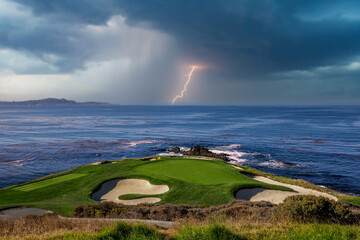 golf course with ocean