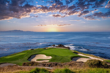 golf course with ocean