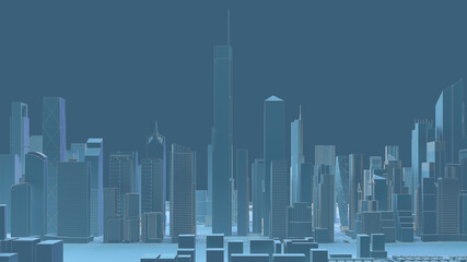 Fototapeta premium dark green panorama of an abstract low poly city