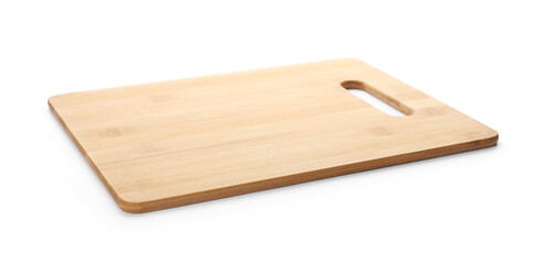 New wooden board isolated on white. Cooking utensil