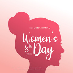 Pink Happy Women's Day Typographical Design Elements. International women's day icon.Women's day symbol. Minimalistic design for international women's day concept.Vector illustration