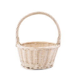 Fototapeta na wymiar Light decorative wicker basket isolated on white