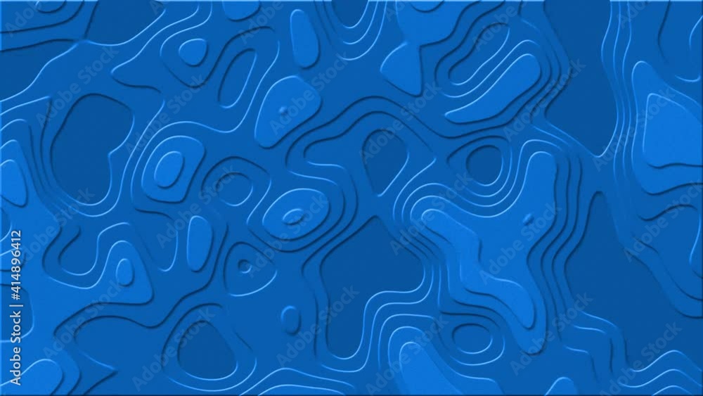 Poster relief structure of varying elements with flowing edges in blue - 4k abstract motion background - en
