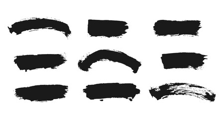 Brush strokes vector set. Collection of freehand grunge ink textures