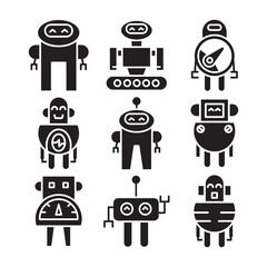 robot icon set vector illustration