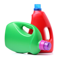 Plastic detergent container on white background