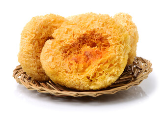 Tremella fuciformis on white background