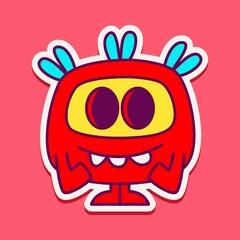 cute monster cartoon doodle design for coloring, backgrounds, stickers, logos, symbol, icons and more