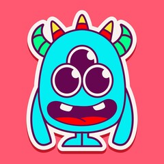 cute monster cartoon doodle design for coloring, backgrounds, stickers, logos, symbol, icons and more