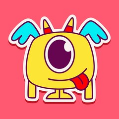 cute monster cartoon doodle design for coloring, backgrounds, stickers, logos, symbol, icons and more