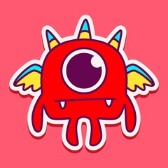 cute monster cartoon doodle design for coloring, backgrounds, stickers, logos, symbol, icons and more