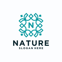 luxury mandala, ornament boutique logo design templates in trendy linear style with flowers and leaves 