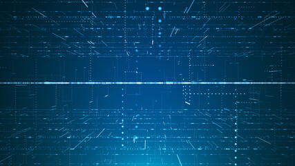 Abstract network connection grid perspective graphic background. Digital technology futuristic illustration concept.
