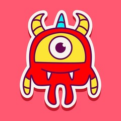 cute monster cartoon doodle design for coloring, backgrounds, stickers, logos, symbol, icons and more