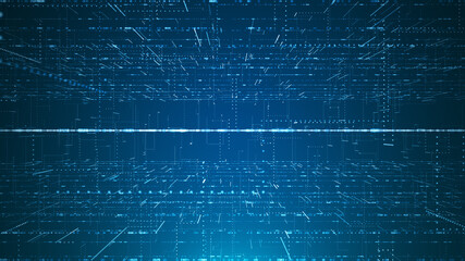 Abstract network connection grid perspective graphic background. Digital technology futuristic illustration concept.