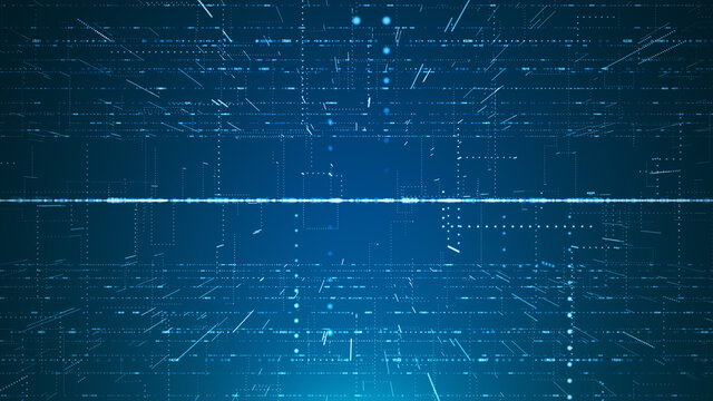 Abstract network connection grid perspective graphic background. Digital technology futuristic illustration concept. © Warod