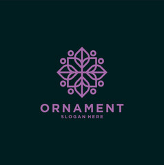 luxury mandala, ornament boutique logo design templates in trendy linear style with flowers and leaves 