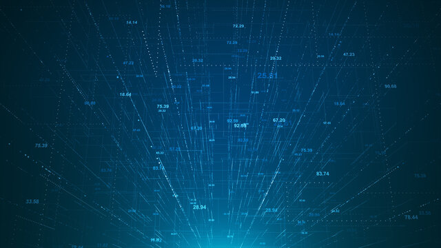 Abstract network connection grid perspective graphic background. Digital technology futuristic illustration concept.