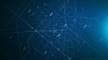 Abstract network connection grid perspective graphic background. Digital technology futuristic illustration concept.