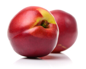 ripe peach on white background