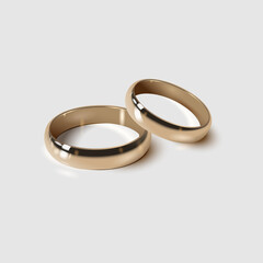 Gold wedding rings isolated on white, vector 3d realistic style