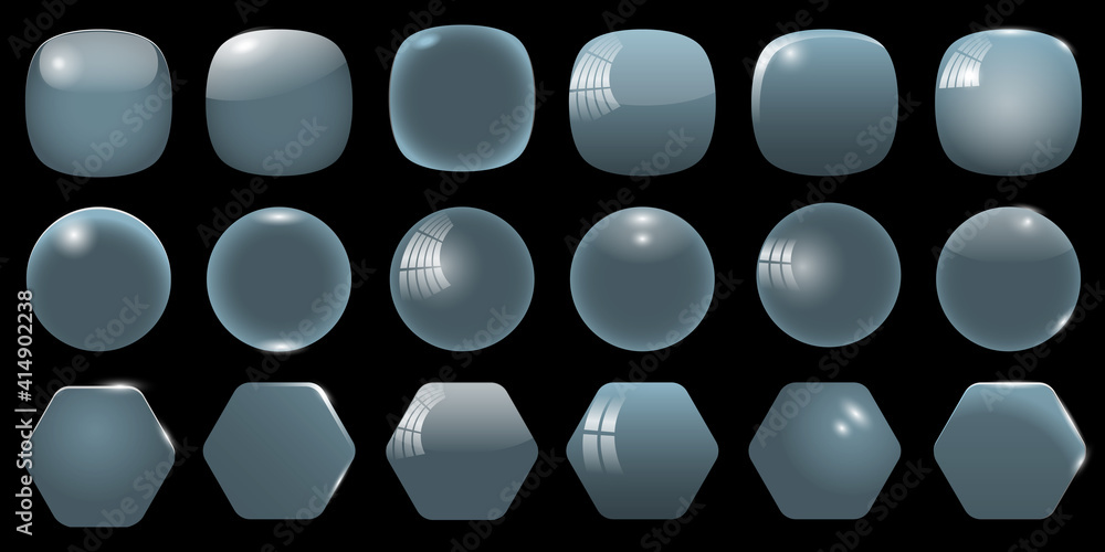 Canvas Prints transparent empty glass frames for app icons, different shapes