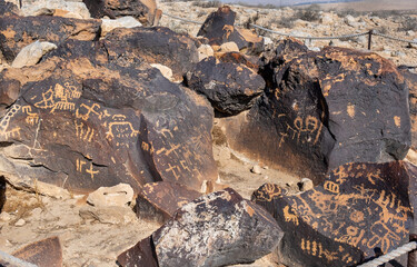 Petroglyphs or Rock Engraving at Negev Mountains, Israel