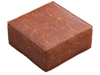 Brown leather mid-century ottoman. 3d render