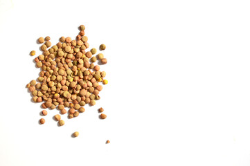 Lentils on a white background