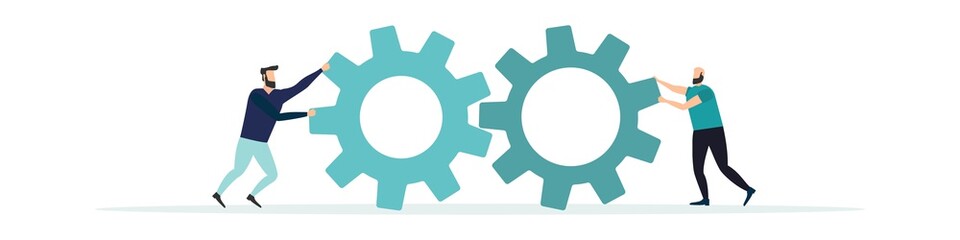 Business concept. Team metaphor. People connecting puzzle pieces. business team working and project teamwork concept. Community service symbol, cooperation, partnership. Vector.