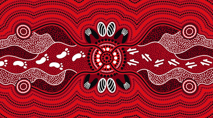 Red aboriginal art vector