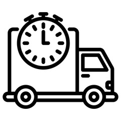 Clock on vehicle denoting concept of fast delivery