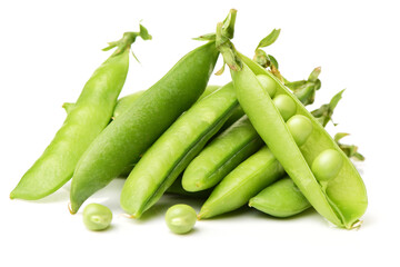 Fresh peas isolated on white background 